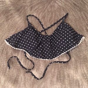 🌺 3 for $10 🌺 Navy Blue Ruffle Polka Dot Top